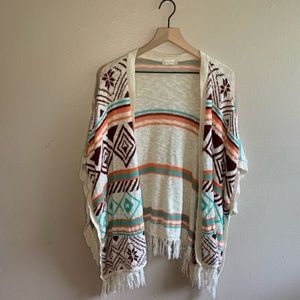 Altar'd State Aztec Print Fringe Cardigan